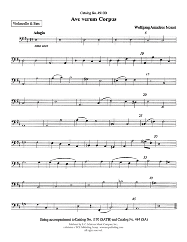 Ave verum Corpus (Downloadable Cello/Bass Part)