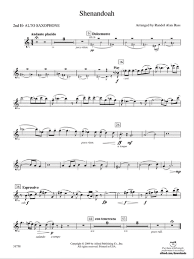 Shenandoah: 2nd E-flat Alto Saxophone