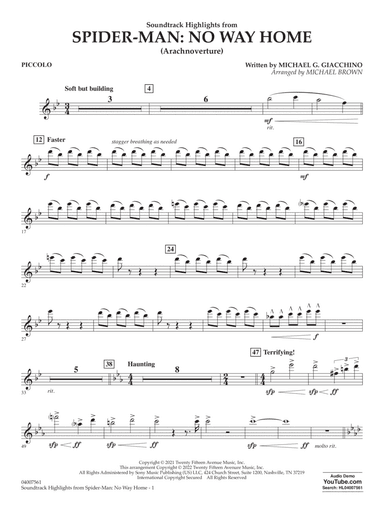 Soundtrack Highlights from Spider-Man: No Way Home (arr. Brown) - Piccolo