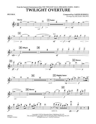 Twilight Overture (from The Twilight Saga: Breaking Dawn Part 2) - Piccolo