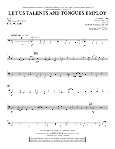 Let Us Talents And Tongues Employ (arr. John Leavitt) - String Bass