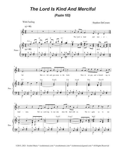 The Lord Is Kind And Merciful (Psalm 103) (Unison choir)