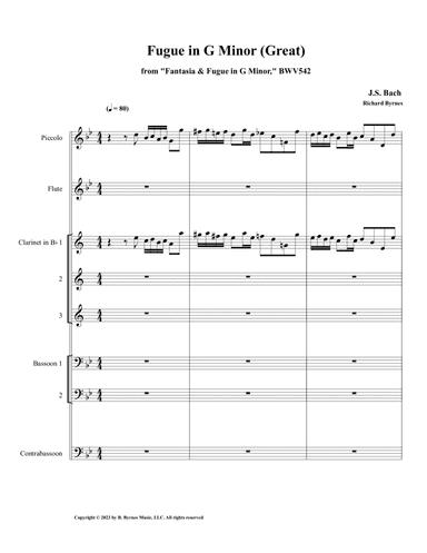 Fugue in G Minor, BWV 542 (Great) (Woodwind Octet)
