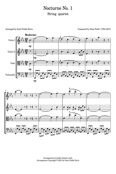 Nocturne No. 1 by John Field, arranged for string quartet by Scott Fields Davis