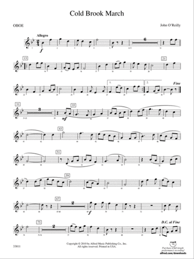 Cold Brook March: Oboe