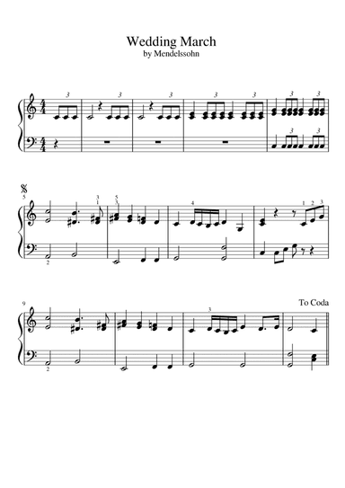 Wedding March (Mendelssohn) - Early Intermediate Piano Sheet Music