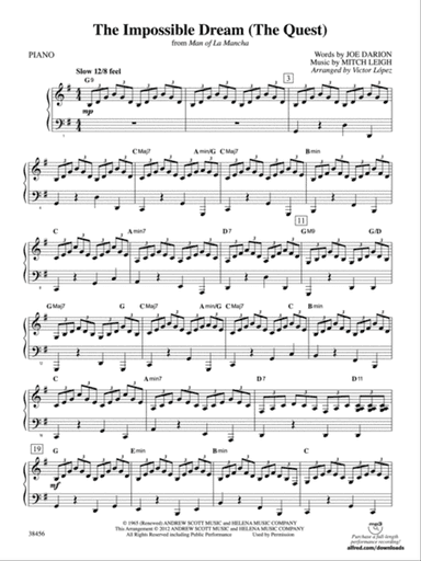 The Impossible Dream (from Man of La Mancha): Piano Accompaniment