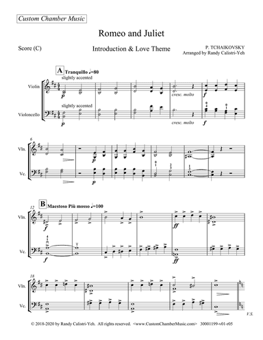 Tchaikovsky Introduction and Love Theme from "Romeo and Juliet" (violin/cello duet)
