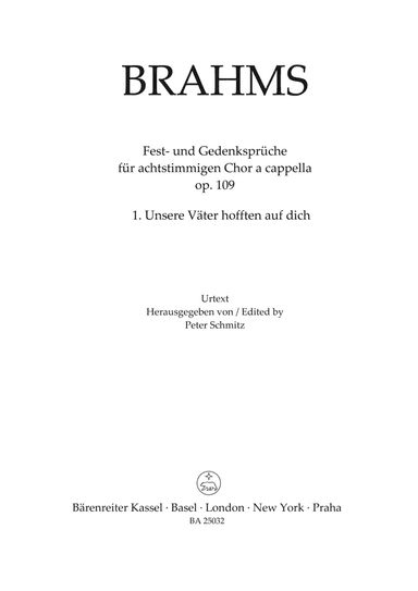 Unsere Väter hofften auf dich, op. 109 no. 1