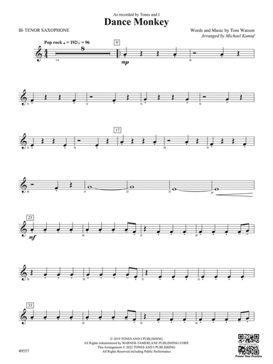 Dance Monkey: B-flat Tenor Saxophone
