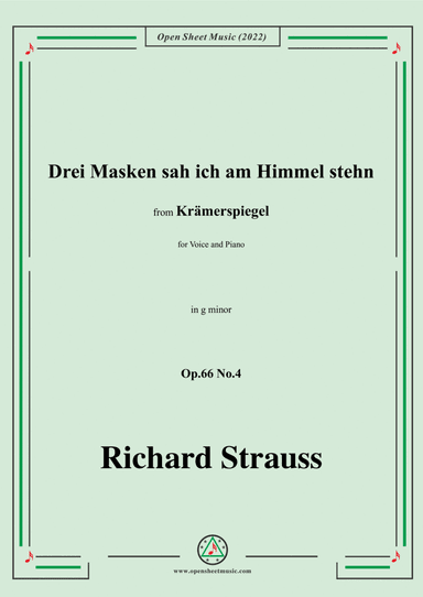 Richard Strauss-Drei Masken sah ich am Himmel stehn,in g minor,Op.66 No.4