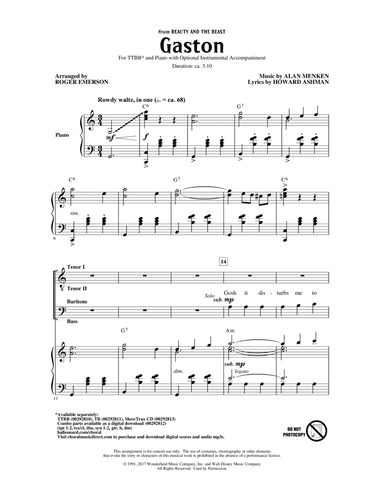 Gaston (from Beauty and The Beast) (arr. Roger Emerson)