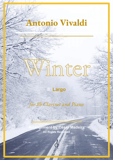 Winter by Vivaldi - Bb Clarinet and Piano - II. Largo (Full Score)