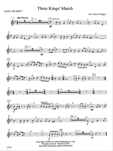 Three Kings' March: 2nd B-flat Trumpet