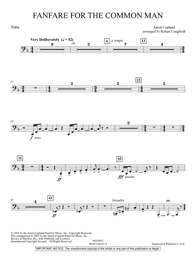 Fanfare For The Common Man (arr. Robert Longfield) - Tuba