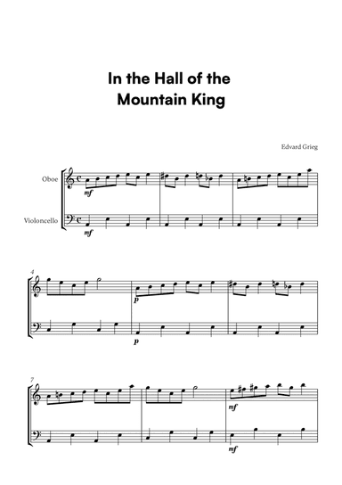 In the Hall of the Mountain King (for Oboe and Cello)