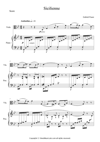 Sicilienne for Cello & Piano Op. 78