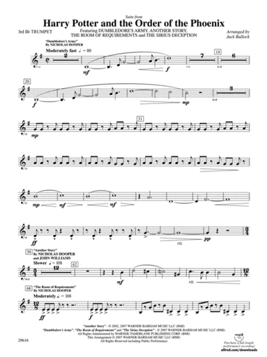 Harry Potter and the Order of the Phoenix, Suite from: 3rd B-flat Trumpet