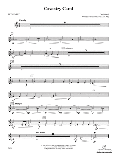 Coventry Carol: 1st B-flat Trumpet