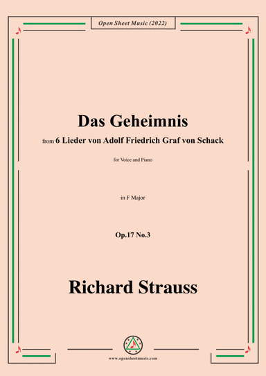 Richard Strauss-Das Geheimnis,in F Major,Op.17 No.3