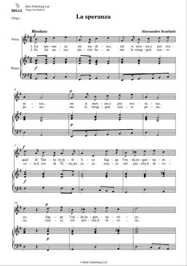 La speranza (Original key. G Major)