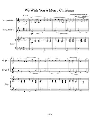 We Wish You A Merry Christmas (Trumpet Duet with Piano Accompaniment)