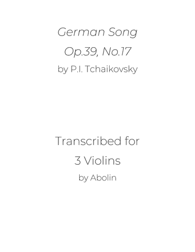 Tchaikovsky: German Song, Op.39, No.17 - Violin Trio (Violin Choir)