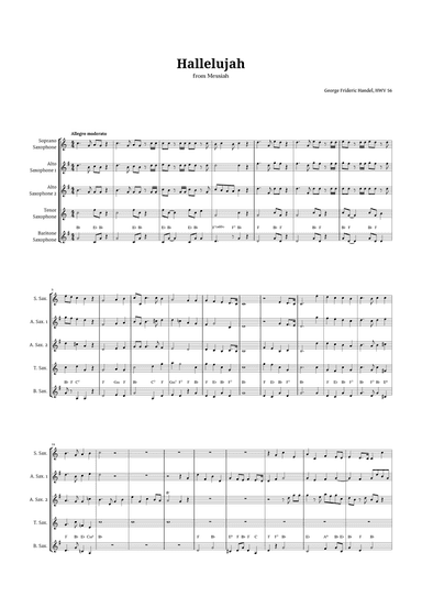 Hallelujah by Handel for Sax Quintet