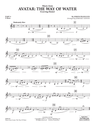 Music from Avatar: The Way Of Water (Leaving Home) (arr. Vinson) - Pt. 4 Horn