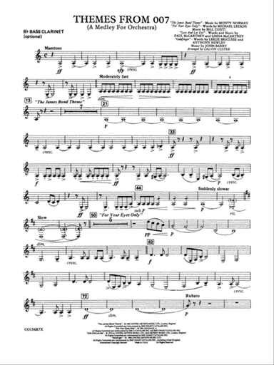 Themes from 007: B-flat Bass Clarinet