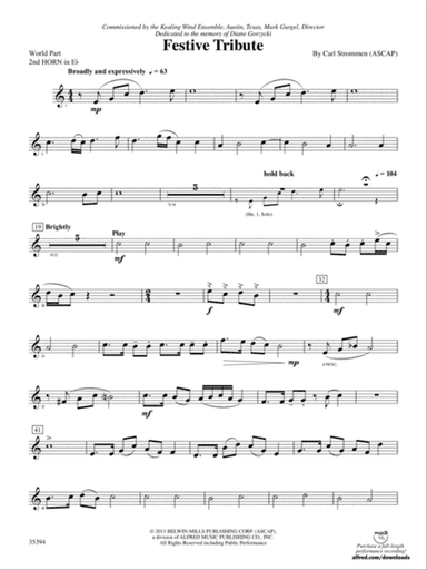 Festive Tribute: (wp) 2nd Horn in E-flat