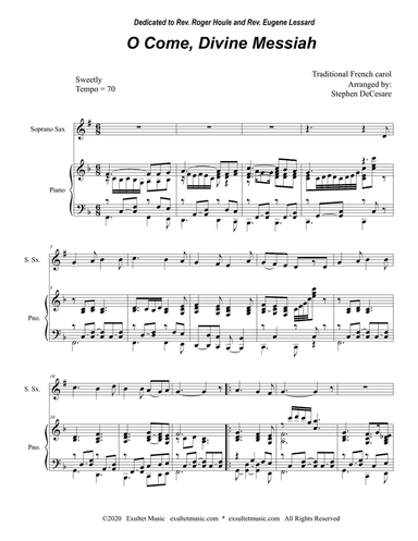 O Come, Divine Messiah (Soprano Saxophone and Piano)
