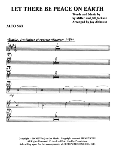 Let There Be Peace on Earth: E-flat Alto Saxophone