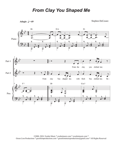 From Clay You Shaped Me (2-part choir)