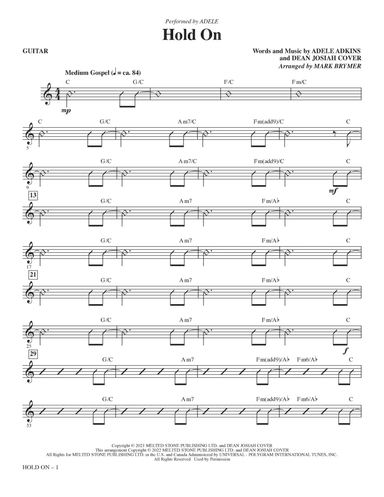 Hold On (arr. Mark Brymer) - Guitar