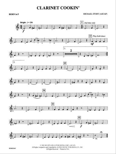Clarinet Cookin': 1st F Horn