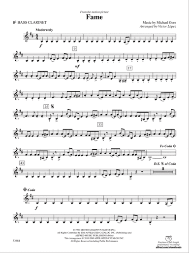 Fame (from the motion pictureFame): B-flat Bass Clarinet