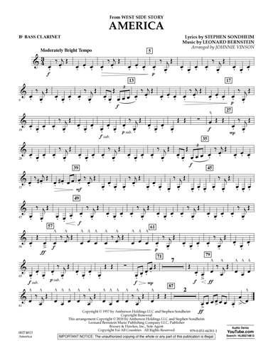 America (from West Side Story) (arr. Vinson) - Bb Bass Clarinet