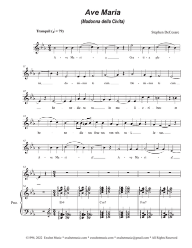 Ave Maria (Madonna della Civita) (Unison Choir - Medium Key)