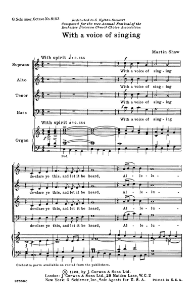 With A Voice Of Singing