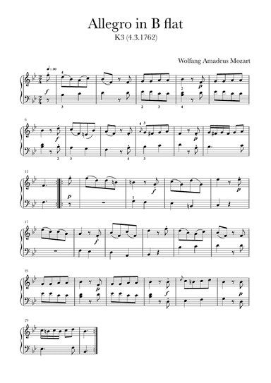 Allegro in B flat K.3