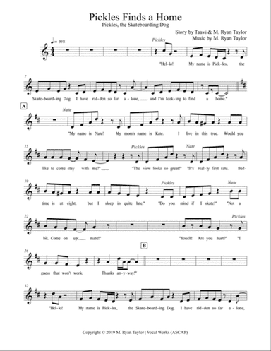 Pickles, the Skateboarding Dog, Finds a Home : a mini-musical for Unison Choir and Minus Track