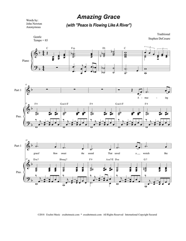 Amazing Grace (with "Peace Is Flowing Like A River") (2-part choir)