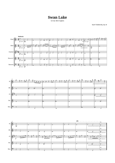 Swan Lake by Tchaikovsky for Woodwind Quintet