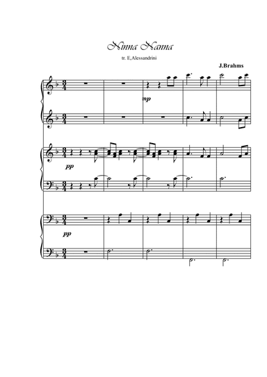 Brahms Lullaby for piano 6 hands