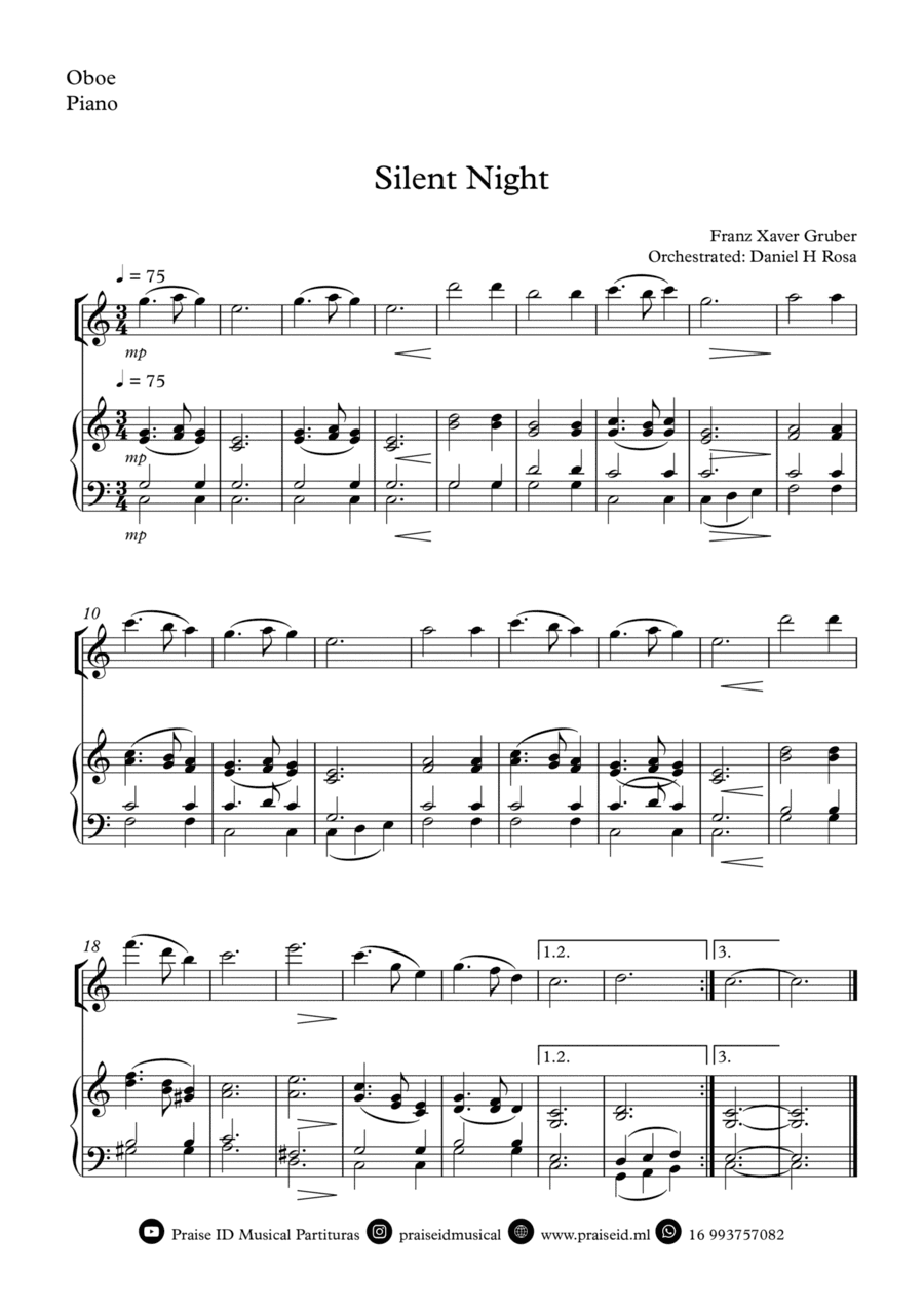 Silent Night - Christmas Carol - Oboé and Piano