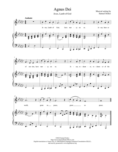 Agnus Dei (Jesus, Lamb of God) - for unison choir and piano