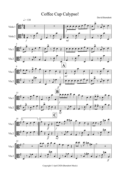 Coffee Cup Calypso! for Viola Duet