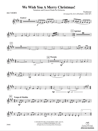 We Wish You a Merry Christmas: 4th F Horn