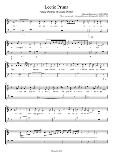Lamentationes Jeremiae Prophetae: Feriae Quintae in Coena Domini, Lectio Prima (Soprano version)